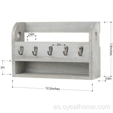 Llave de madera y soporte de correo para la pared